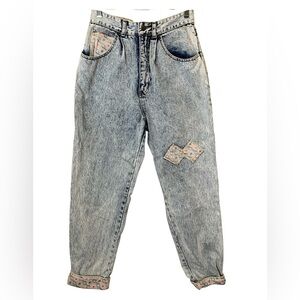 VTG Nuovo Industriale Acid Wash High Waist Jeans Floral Tapered Barrel Size 7